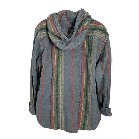 BDG Urban Outfitters Mens Shirt Blanket Jacket Sz M Heavy Flannel Hooded Shacket - Picture 5 of 10